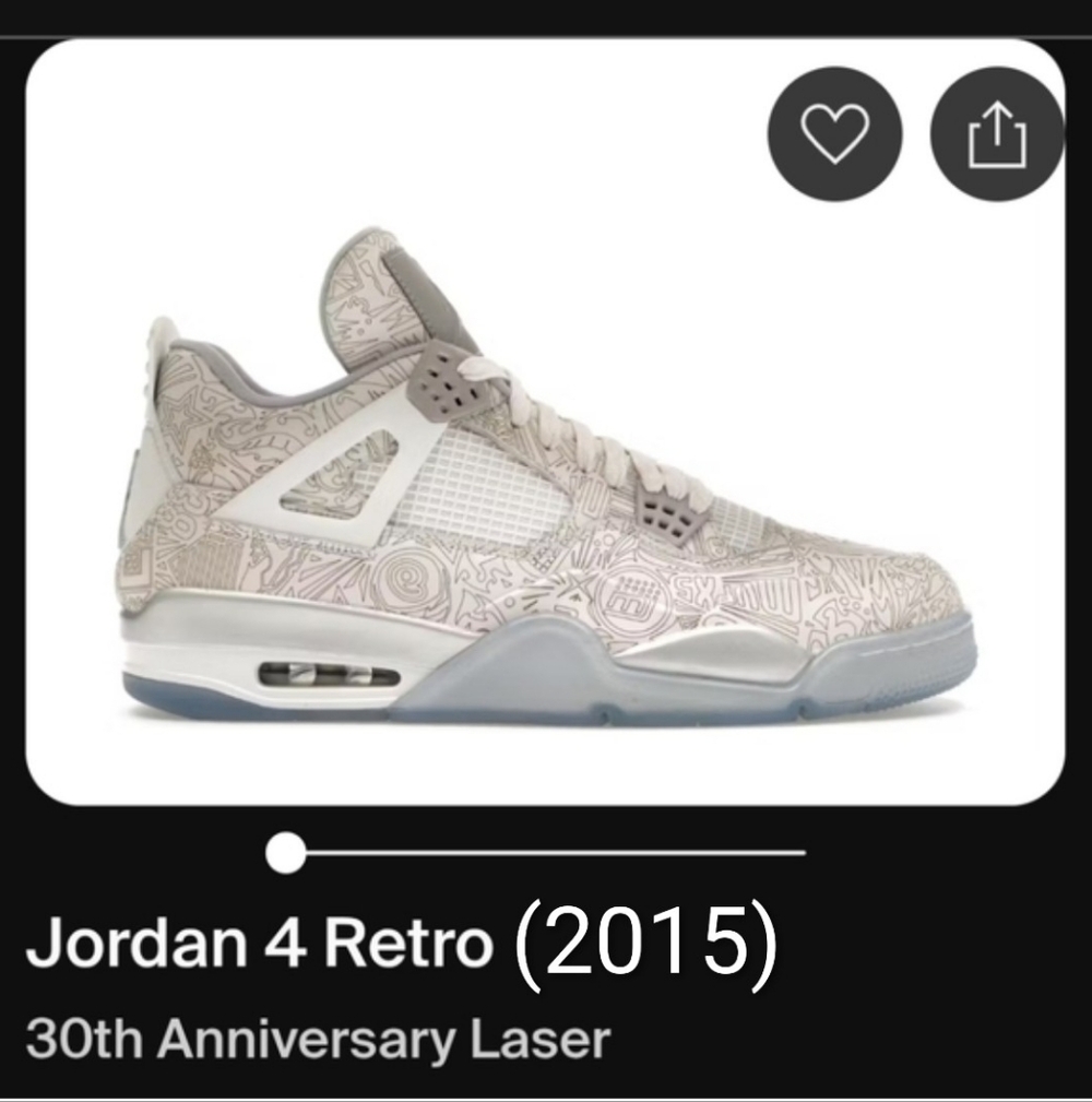 Jordan 4 Retro Rare 30th Anniversary Laser (2015) Mens 10.5 EUC